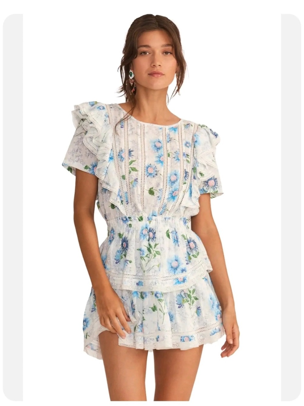 LoveShackFancy Natasha Mini Dress in Blueberry Cloud